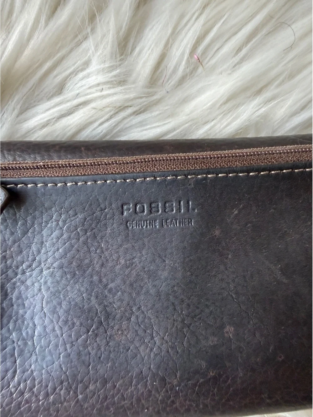 Fossil Genuine Leather Black Wallet with Zip Pocket